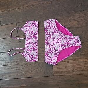 Cabana Del Sol Pink & White Bikini Set size Large